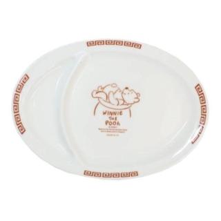 【小禮堂】Disney 迪士尼 小熊維尼 陶瓷橢圓餃子盤 - 中華風格款(平輸品)