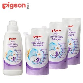 【Pigeon 貝親】嬰兒洗衣精500mlX1+補充包450mlX3