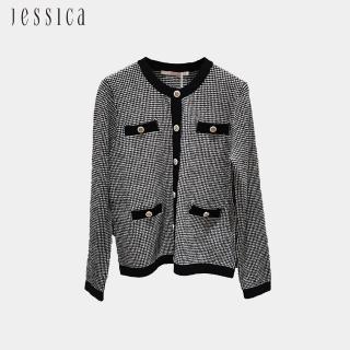 【JESSICA】法式優雅精緻小香風針織開衫外套J30429（黑）
