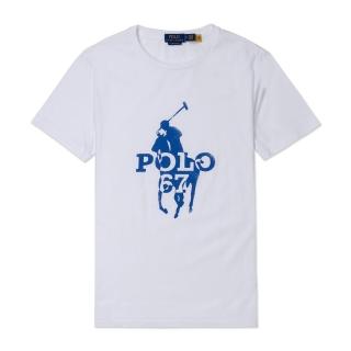 【RALPH LAUREN】RL POLO 經典印刷標誌圖案短袖T恤 上衣-白色(平輸品/春夏必備/百搭舒適)