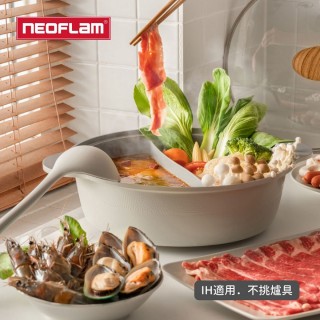 【NEOFLAM】韓國製陶瓷鑄造28公分鴛鴦鍋含玻璃蓋-4色可選(IH爐可用鍋)