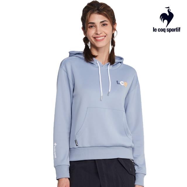 【LE COQ SPORTIF 公雞】休閒潮流連帽T恤 男女款-霧藍色-LWS23213