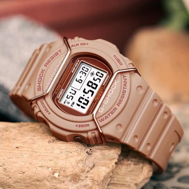 【CASIO 卡西歐】G-SHOCK 金屬防護 霧面時尚電子方形腕錶 女王節(DW-5700PT-5)