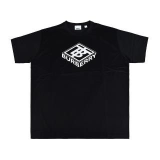 【BURBERRY 巴寶莉】BURBERRY 立體方形字LOGO純棉短袖T恤(男款/黑)