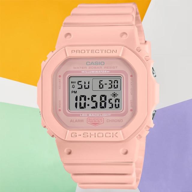 【CASIO 卡西歐】G-SHOCK WOMEN 時尚休閒方形電子腕錶 母親節 禮物(GMD-S5600BA-4)