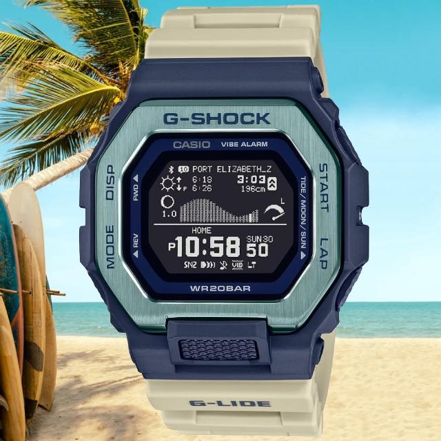 【CASIO 卡西歐】G-SHOCK 藍牙連線 懷舊復古風方形電子腕錶 母親節 禮物(GBX-100TT-2)
