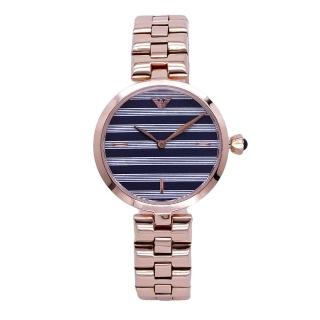 【EMPORIO ARMANI】ARMANI 幾何線條時尚優質女性優質腕錶-玫瑰金-AR11220
