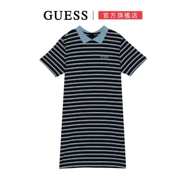 【GUESS】復古感跳色條紋洋裝(兩色可選)