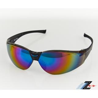 【Z-POLS】帥氣有型質感黑框搭配七彩電鍍運動太陽眼鏡(抗紫外線UV400)