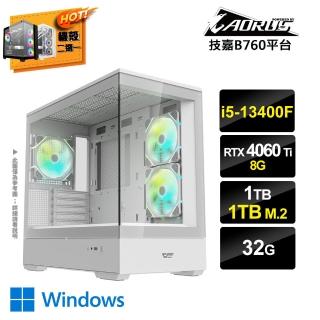 【技嘉平台】i5十核GeForce RTX4060Ti Win11{Ai繪圖機-8W}電玩機(i5-13400F/B760/32G/1TB/1TB_M.2)