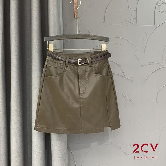 【2CV】現貨 冬新品 時髦百搭皮短裙QK012(附皮帶)