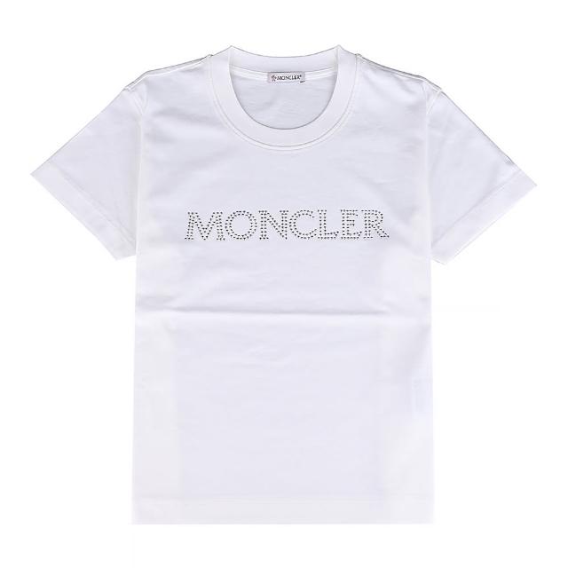 【MONCLER】水晶LOGO修身圓領T恤(白/女款)