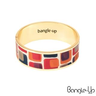 【Bangle up】手繪幾何色塊琺瑯鍍金手環(熱情紅)