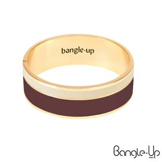 【Bangle up】經典條紋印花琺瑯鍍金手環(紅白)