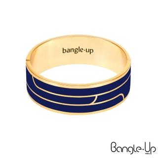 【Bangle up】簡約線條印花琺瑯鍍金手環(午夜藍)
