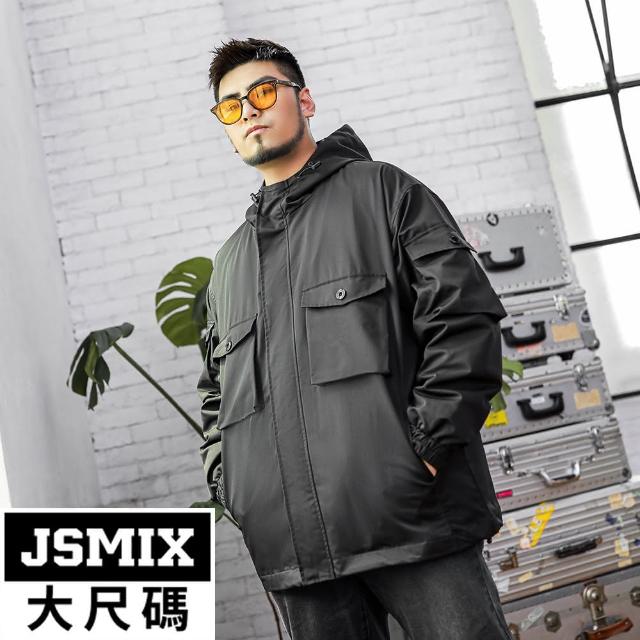 【JSMIX 大尺碼】大尺碼抗皺工裝連帽夾克外套(34JJ8521)