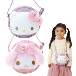 【小禮堂】Sanrio 三麗鷗 大臉絨毛娃娃造型斜背包 Kitty 美樂蒂(平輸品)