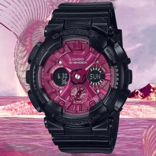 【CASIO 卡西歐】G-SHOCK WOMEN 非凡洋紅 金屬光澤 時尚黑紅雙顯腕錶 禮物推薦 畢業禮物(GMA-S120RB-1A)