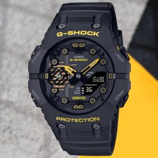 【CASIO 卡西歐】G-SHOCK 藍牙連線 碳核心防護 黑黃時尚雙顯腕錶 女王節(GA-B001CY-1A)