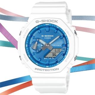 【CASIO 卡西歐】G-SHOCK 冬季光彩 碳核心防護 八角雙顯腕錶 母親節 禮物(GA-2100WS-7A)