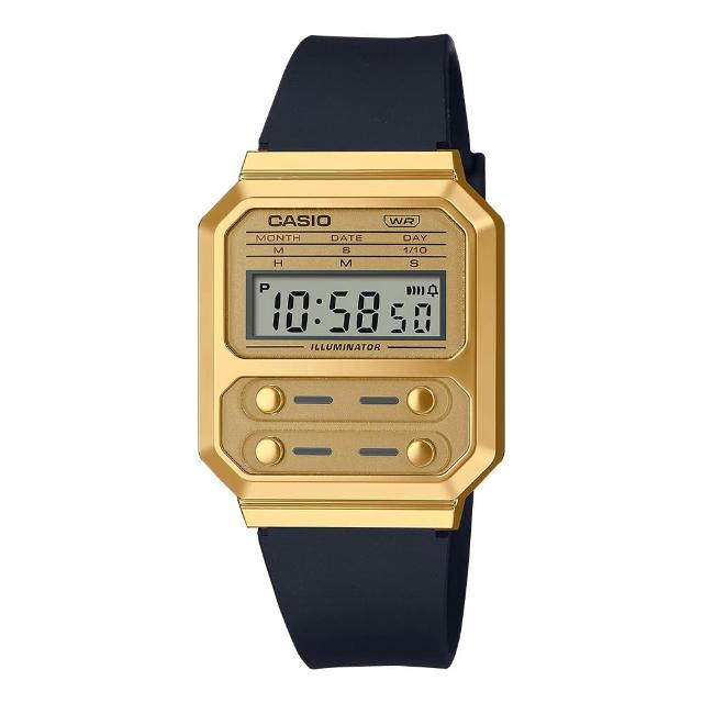 【CASIO 卡西歐】A100WEFG-9A 經典復古多功能金屬元素簡約LED電子手錶