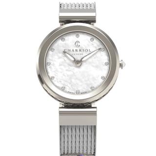 【CHARRIOL 夏利豪】官方授權 Forever系列半鋼索經典時尚腕錶 珍珠母貝面-32mm(FE32101000)