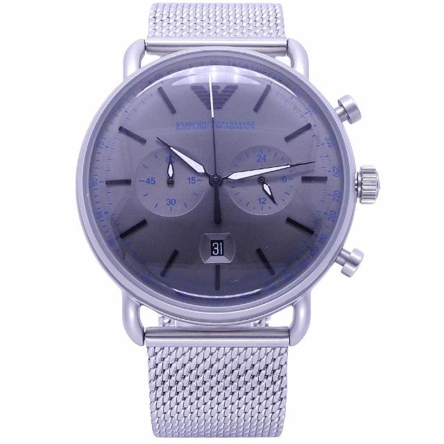 【EMPORIO ARMANI】ARMANI 米蘭時尚之神降臨優質品味腕錶-銀灰色-AR11383