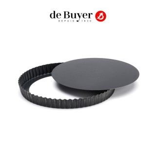 【de Buyer 畢耶】『輕礦藍鐵烘焙系列』圓形波浪邊塔模27cm(底部脫模設計)