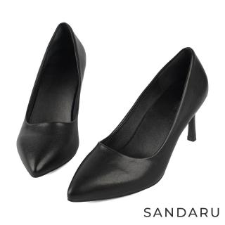 【SANDARU 山打努】跟鞋 氣質尖頭素面細高跟包鞋(黑)