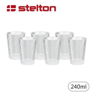 【Stelton】線條玻璃水杯6入組/240ml