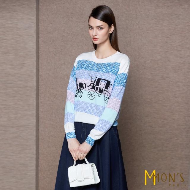 【MON’S】經典馬車印花針織上衣(100%棉)