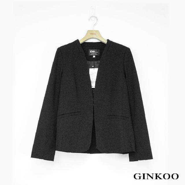 【GINKOO 俊克】無領隱藏釦西裝外套