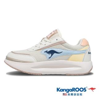 【KangaROOS】女 BREAK 厚底貝果鞋 機能運動 厚底增高(卡其/藍/黃-KW41271)