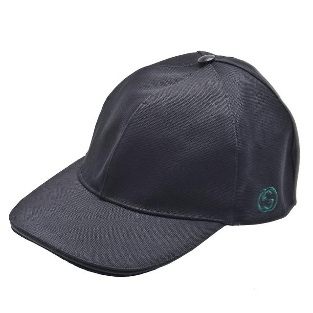 【GUCCI 古馳】經典綠色刺繡GG LOGO棒球帽(黑色387554-4H010-1000)