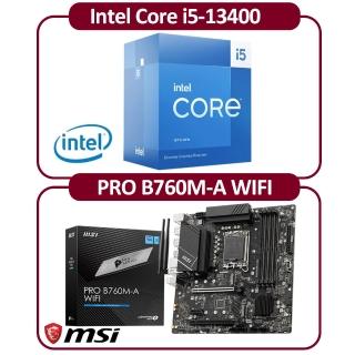 【Intel 英特爾】Intel Core i5-13400 CPU+微星 PRO B760M-A WIFI 主機板(10核心超值組合包)