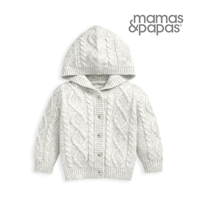 【Mamas & Papas】半甜勃艮第-針織連帽外套-灰白(2種尺寸可選)
