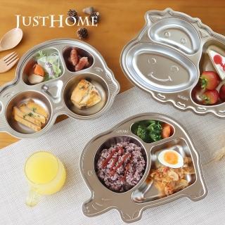 【Just Home】304不鏽鋼分格童趣餐盤/兒童餐盤-車子 大象 萌牛(分隔盤 餐盤 不鏽鋼盤)