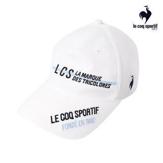 【LE COQ SPORTIF 公雞】高爾夫系列 男款白色運動風文字印花高爾夫帽 QGS0J116