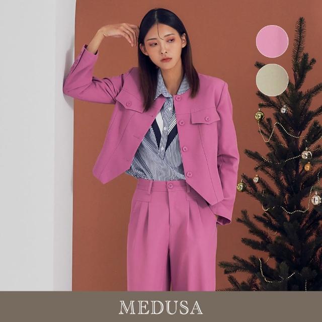 【MEDUSA 曼度莎】現貨-壓線剪裁西裝外套 - 2色（M-XL）｜女外套 西裝外套 墊肩外套 冬新品(201-5290A)