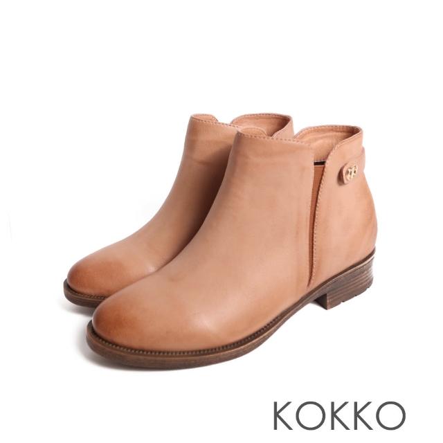 【KOKKO 集團】氣質釋放顯瘦綿羊皮短靴(咖啡色)