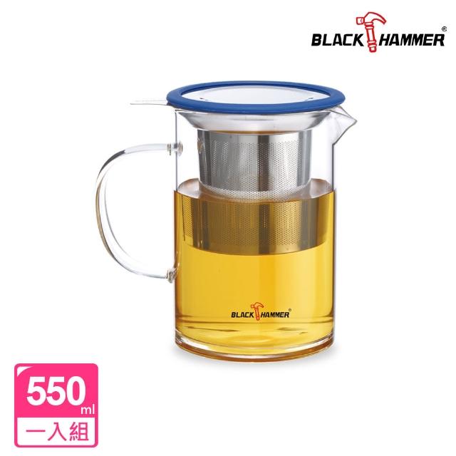 【BLACK HAMMER】不鏽鋼壺嘴濾網玻璃杯-550ml(任選)