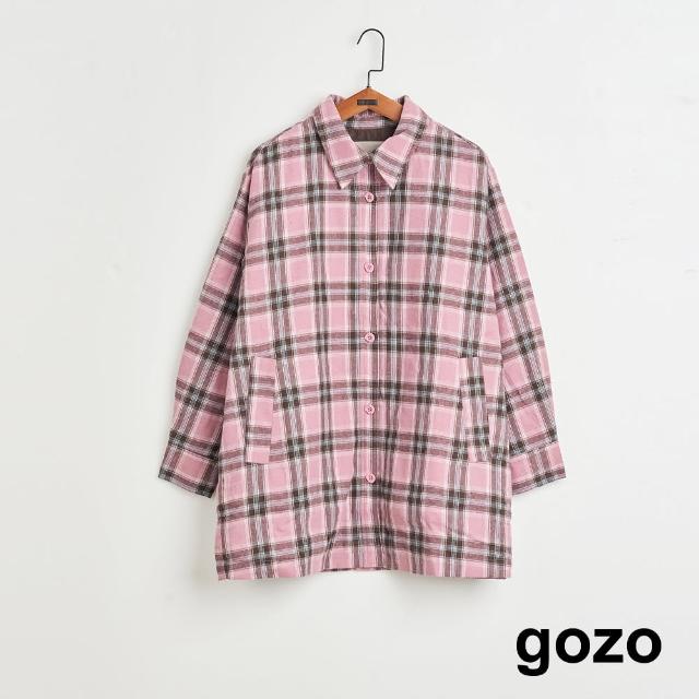 【gozo】MOMO獨家款★限量開賣 保暖格紋鋪棉外套(兩色)
