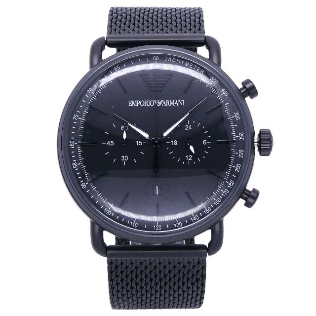 【EMPORIO ARMANI】ARMANI 米蘭時尚之神降臨優質品味腕錶-黑色-AR11264