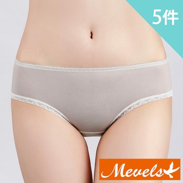 【Mevels 瑪薇絲】5件組 輕薄透紗愛心低腰內褲(M/L/XL)
