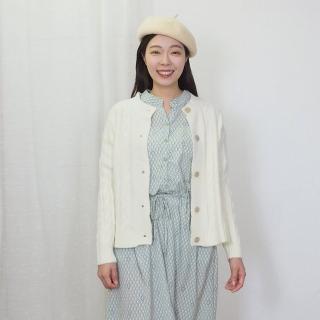 【Hana Mokuba】花木馬日系女裝鬆圓領落肩絞花針織外套(針織外套)