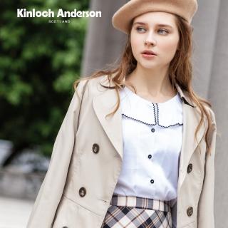 【Kinloch Anderson】荷葉領蝴蝶結縮袖雪紡長袖上衣 金安德森女裝(KA0971008 黑/白)