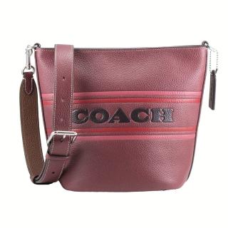 【COACH】中型包-壓印LOGO皮革手提/肩背/斜背水桶包(葡萄紫)