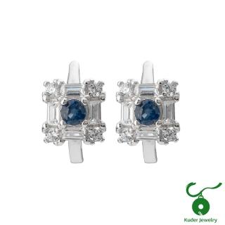 【K.D.J 圓融珠寶】天然藍寶石耳針耳環 正方造型