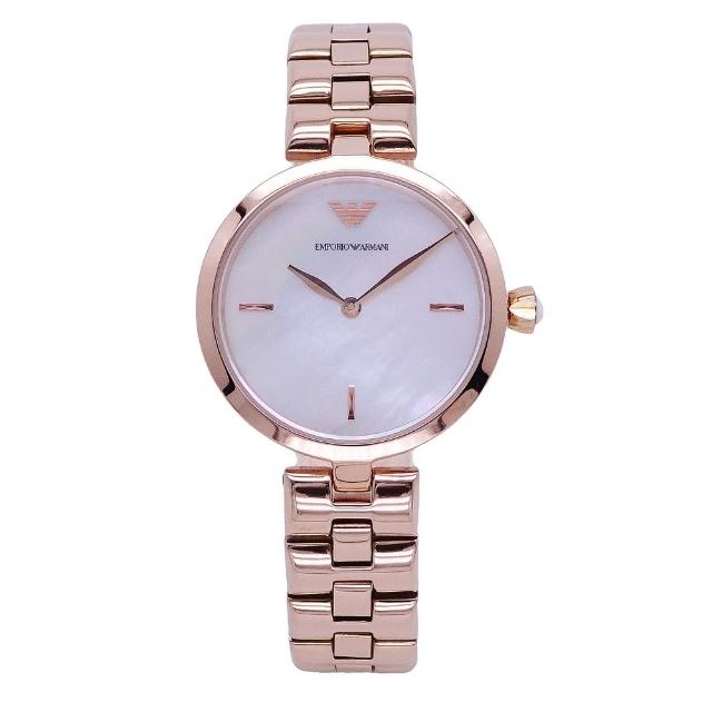 【EMPORIO ARMANI】ARMANI 典雅細緻優質潮流時尚女性腕錶-玫瑰金-AR11196