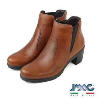 【IMAC】義大利經典輕量真皮高跟短靴 棕色(455430-COG)